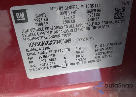 2016 Chevrolet Tahoe Ls from USA, damaged, VIN 1GNSCAKCXGR453049